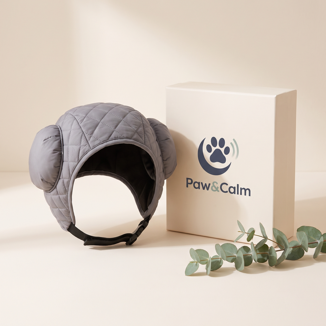 Capucha calmante Paw&Calm con su caja